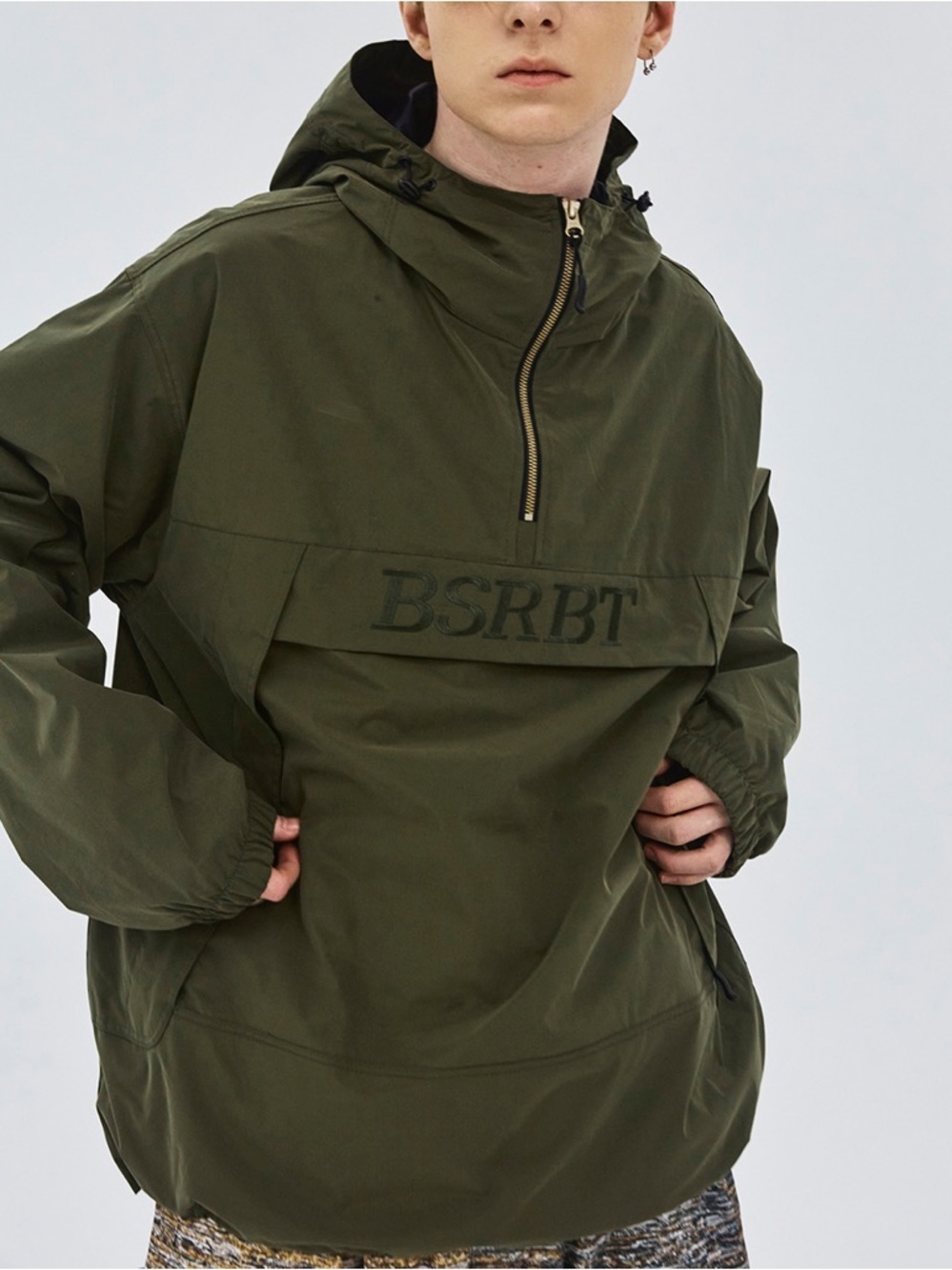 BSRABBIT Bsrbt Outlander Hooded Anorak Jacket Khaki Olive Green Jacket XXL